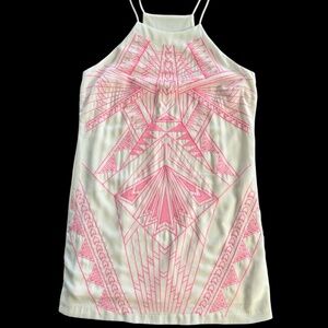 White and Pink Embroidered dress, Size 6